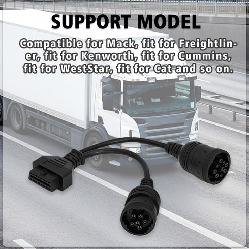 OBD 6pin 9pin J1708 J1939 Cable for Truck 6+9pin to OBD2 16pin Adapter Fit for Cummins Heavy Duty Truck Scanner Cable OBD to 9pin J1939 and 6pin J...