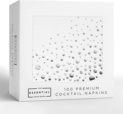 Stylish Silver & White Cocktail Napkins - 100 Disposable 5x5 Inch Wedding Napkins...