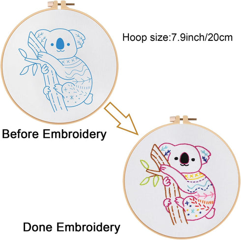 Louise Maelys Embroidery Kit for Beginners Adults, koala pattern Practice kit,Starters cross stitch kit including embroidery hoop, cloth,needles, ...