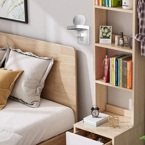 Outlet Shelf Holder, Bathroom Decor with Built-in Cable Management,A Space Saving Solution for Homepod Mini,Google Home/Echo/Smart Speakers/Electr...