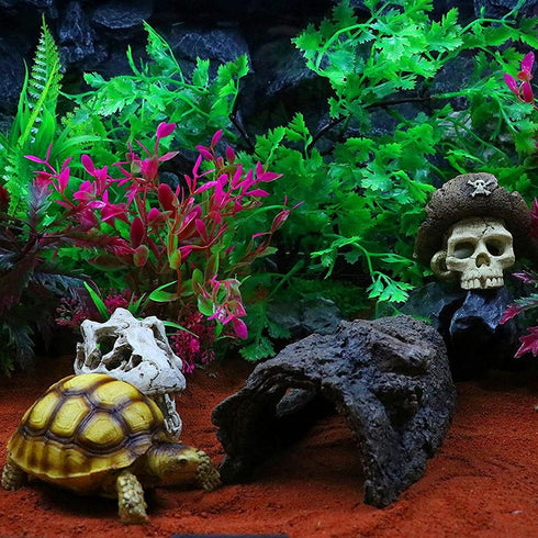 Aquarium Ornament - Fish Tank Decorations Supplies Accessories Handsome Cowboy hat Pirate Skull Decor Resin Aquarium cave?Brown?...