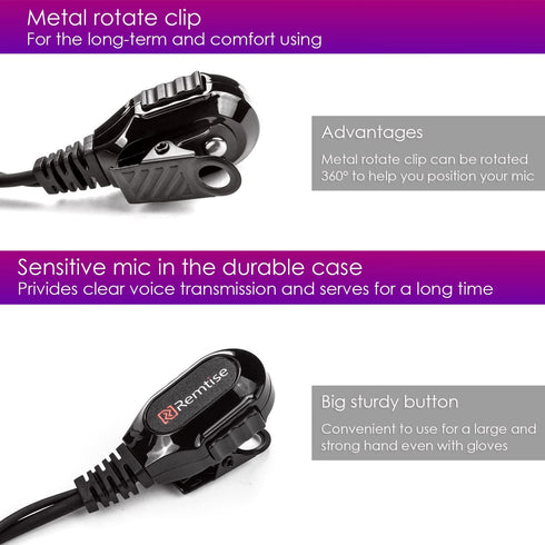 Acoustic Tube Earpiece with Mic for Motorola Walkie Talkies, Surveillance Headset and PTT Compatible with Motorola 2 Way Radios BPR40/CP/CLS/DTR/P...