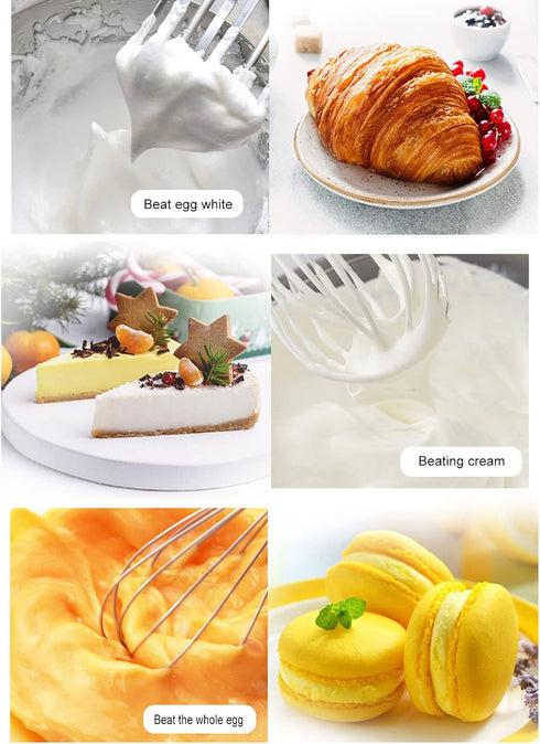 Electric Hand Mixer USB Rechargeable Portable Cordless Handheld Mixer for Baking Cake Egg Cream, Powerful (Light Cyan)...