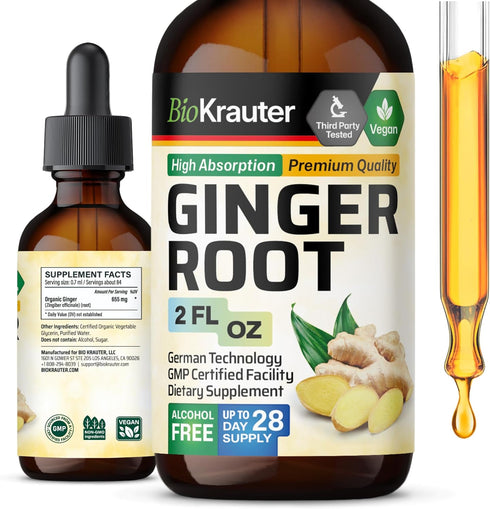Ginger Root Tincture - Organic Ginger Root Extract - Natural Ginger Supplements for Overall Wellness - Alcohol and Sugar Free - Vegan Drops 2 Fl.O...