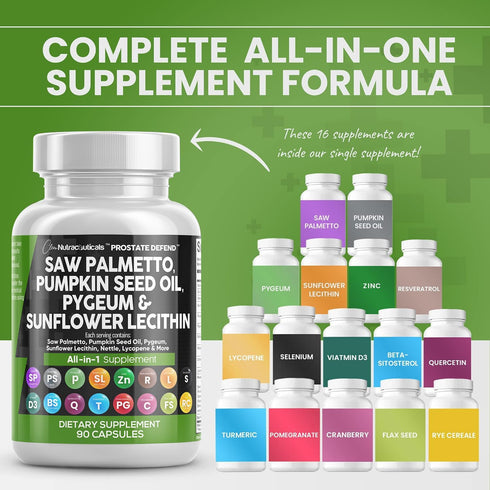 Clean Nutraceuticals Saw Palmetto 10000mg Pumpkin Seed Oil 3000mg Pygeum 3000mg Sunflower Lecithin 3000mg Stinging Nettle Cranberry - Prostate Sup...