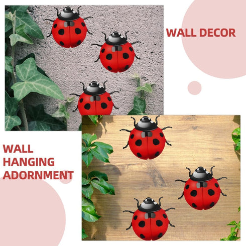 Luxshiny 2pcs Metal Garden Decor for Outside Cute Ladybugs Yard Art Lawn Ornaments Wall Sculptures Statues Fence Patio Garden Outdoor Decorations ...