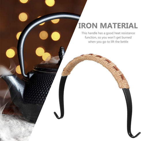 Hemoton Ceramic Teapot Metal Teapot Handle Rope Wrapped Tea Pot Handle Replacement Adjustable Kettle Grip Purse U-Shape Handle for Chinese Teapot ...