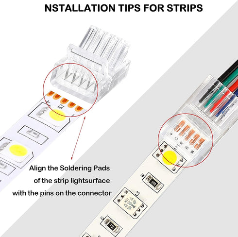 RGB LED Light Strip Connectors 20 Waterproof LED Adapter Connectors Transparent Solderless LED Light Strip Connectors for Strip Light Unwired Gapl...