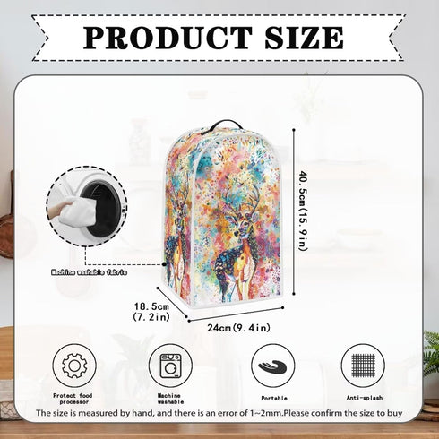 Deer Pattern Blender Dust Cover,Watercolor Fingerprint Protection Cover for Juicers or Coffee Maker,Home Kitchen Appliance Cover for Stain Dust Re...