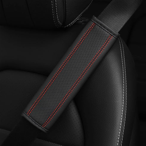 Breathable Leather car seat Belt Cover, seat Belt Shoulder pad to Protect The Shoulder and Neck, Driving More Comfortable (Red)...