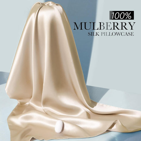 100% Mulberry Silk Pillowcase for Hair and Skin, 22 Momme Natural Silk Pillow Case with Zipper, Both Sided Pure Silk Pillow Cover for Women Mom Me...