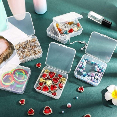 5 Pcs Plastic Jewelry Storage Containers, Mini Clear Square Box Empty Case with Lid for Earplugs, Jewelry, Hardware or Other Small Crafts Boxes an...