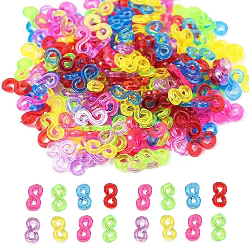 S Clips Rubber Band Clips 1000 Pieces Loom Rubber Band Clips Plastic Band Clips Connectors Refills Bracelet Kit Clip for Loom Bracelets DIY Making...