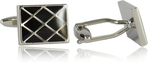 Black & Silver Enamel Checkerboard Cufflinks...