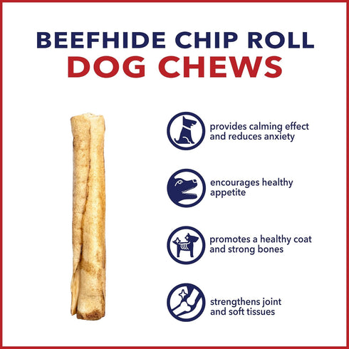 Pet Factory American Beefhide 5" Chip Rolls Dog Chew Treats - Chicken Flavor, 8 Count/1 Pack...