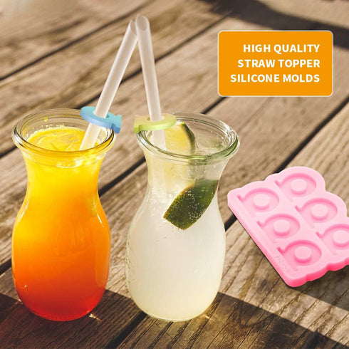 Super Glossy Straw Topper Resin Molds Circle Shape Silicone Molds for Straws Attachment DIY Epoxy Resin Casting Mold Craft...