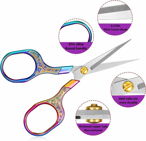 embroidery scissors, ultra sharp blades, craft sewing scissors, stainless steel multi-purpose beauty scissors, suitable for office, home, and kitc...