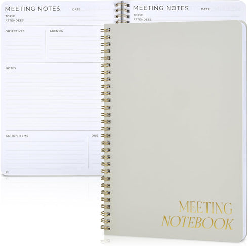 ZICOTO Simplified Meeting Notebook For Work Organization - Easily Take Notes And Keep Agendas on Track - The Perfect Office Planner Supplies for W...
