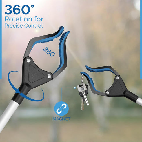 2024 Upgrade PowerGrip T9, Grabber Reacher Tool, Wide Jaw, Foldable, Steel Cable, with 96 Grip Points for Firm Grip, 32" with Magnet...