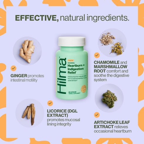 Hilma Heartburn & Indigestion Relief, Natural Antacid for Occasional Acid Reflux & Heartburn, Ginger, Chamomile, Marshmallow Root and More, Doctor...
