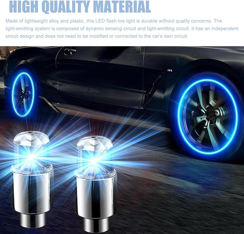 6 PCS Car Hot Wheels Wheel Hub Light, American Style Flashing Breathing Light with Inner Tube Valve, Cool Lighting Modification Accessories, for M...