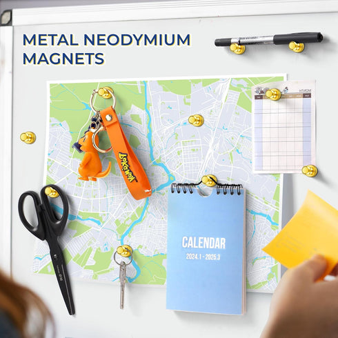VNDUEEY 20 Pcs Refrigerator Magnets, Gold Metal Push Pin Magnets, Small Strong Magnets for Whiteboard, Fridge Magnets, Office Magnets, Classroom M...