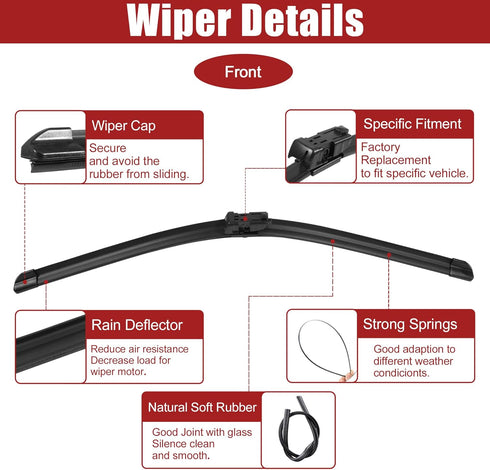 ACROPIX 24" 17" Front Rear Windshield Wiper Blade Set Fit for Chevrolet Spark with Top Lock - Pack of 2 Black...