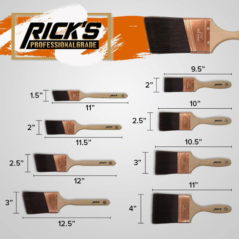 Rick's Professional Grade 2" Flat Paint Brush - Paint Brushes for Wall Paint, Furniture, Home Improvement | Painting Supplies | Copper Ferrule & S...