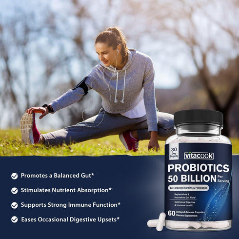 Probiotics 50 Billion, 23 Strains with Organic Prebiotics, Digestive & Immune Support, Freeze-Dried, Delayed-Release, Better Than a Dozen Yogurts,...