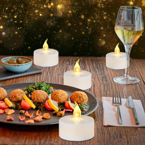 24 Pack Flameless Tealight Candles: Battery - Powered Tea Light Candles,Bright Flickering Holiday Gift Electric Tealights Candles,for Seasonal & F...