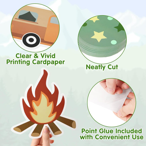 Camping Bulletin Board Kit Adventure Mountain Back to School Decor Tent Campfire Cutouts Welcome Campers Wall Decor for Classroom School Office 62...