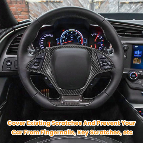 Carbon Fiber Look Steering Wheel Cover Molding Cover Trim For Chevrolet Corvette C7 Z06 Z51 ZR1 Stingray Grand Sport 2014 2015 2016 2017 2018 2019...