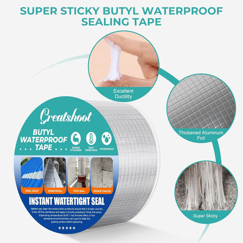 Butyl Tape Waterproof Sealing Tape Aluminum Foil Tape, Waterproof Sealing Tape for Rv Repair, Roof Sealing, Pipe Leaks, Silicone, Glass, Boat and ...