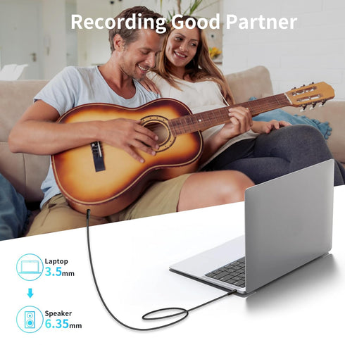 3.5 mm to 6.35 mm Stereo Audio Cable 6.6 Feet, 1/8 to 1/4 TRS Audio Cable with Zinc Alloy and Nylon Braid for Guitar, Laptop, Home Theater Devices...