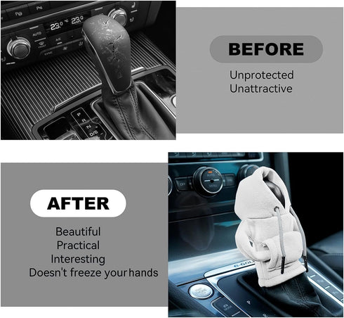 Mini Car Gear Shift Cover Hoodie Car Gear Shift Cover, Interior Accessories Shift Knobs Fashionable Shirt Trim (White) (HF0817A)...