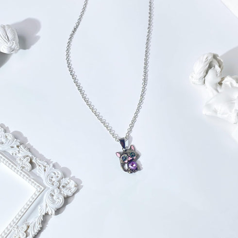 Black Cat Necklace Cute Cat Necklace Rhinestone Heart Necklace Cat Heart Necklace Jewelry for Women and Teen Girls...
