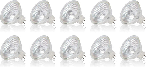 Simba Lighting Halogen MR16 20W 12V Light Bulbs (10 Pack) for Landscape, Track Lights, Fiber Optics, Desk Lamps, BAB C Spotlights with Glass Cover...