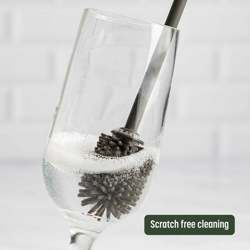 Goodful Reusable Bottle and Straw Cleaning 2-Piece Brush Set, Scratch Free Silicone Bottle Cleaner and Bristle Wire Straw Cleaner, Dishwasher Safe...