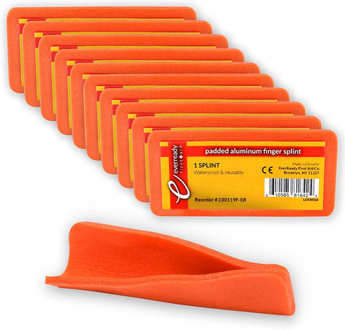 Ever Ready First Aid Padded Aluminum Finger Splints 4" x 2" - 10 Pack...