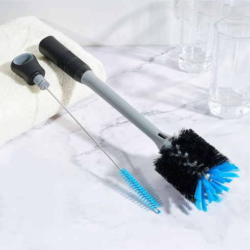 2-in-1 Bottle Brush with Straw Brush, Long Handle Water Bottle Scrubbing Brush, Built for Cleaning Sport Bottles, Baby Bottles, Water Bottles, Cof...