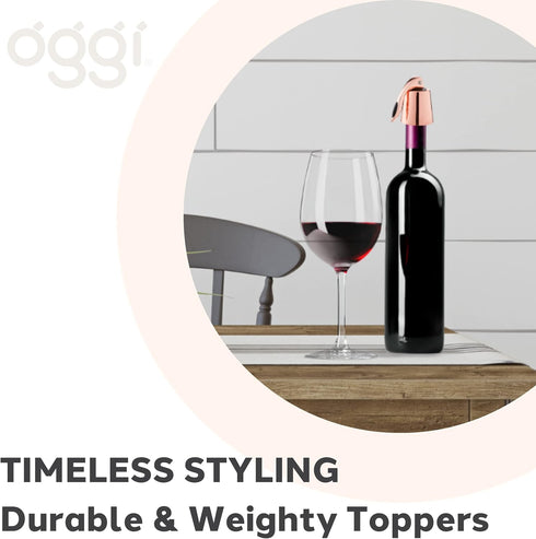 OGGI Bottle Stopper Set of 2 - Copper Plated Wine Topper Set - Stylish Wine Saver Stoppers with Airtight Wine Sealer Levers, Copper Plated...