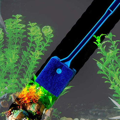 Bilindasly Double-Sided Aquarium Fish Tank Algae Cleaning Brush with Non-Slip Long Handle Fish Tank Scrubber for Glass Aquariums and Home Kitchen,...