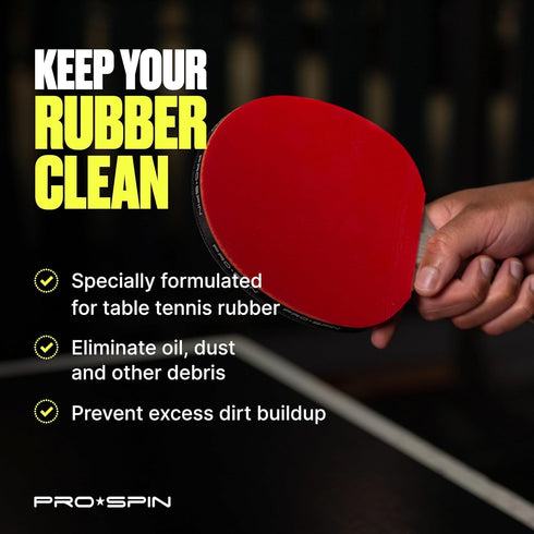 PRO SPIN Ping Pong Paddle Cleaner - Table Tennis Rubber Cleaning Kit - 200ml Rubber Cleaner & Sponge Included | Eliminate Dirt & Dust | Optimal Sp...