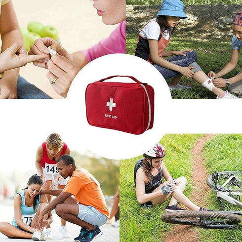 2Pack Portable Empty First Aid Bag Medical Storage Bag Mini Emergency Survival Pouch Bag for Camping Hiking Home Travel Red (2Pcs Red)...