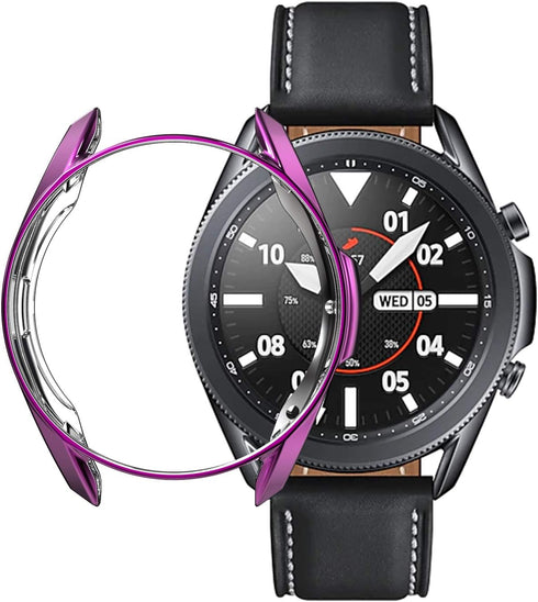 Compatible with Samsung Galaxy Watch 3 41mm 45mm Case,Soft TPU Fashion Plated Metal Color Frame Shock Resistant Proof Cover Protective Protector S...