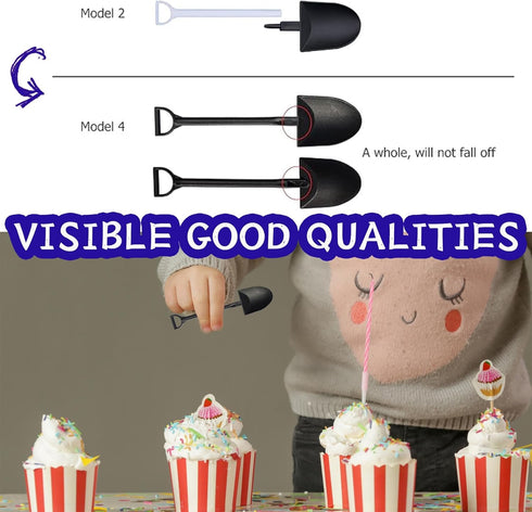 OaaXbbECco Novelty Mini Shovel Shape Spoons Cute Disposable Plastic Dessert Spoons (50)...