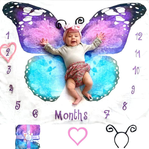 Evovee Baby Monthly Milestone Blanket Girl Boy Unisex Gender Neurtal Month Age Photo Photography Backdrop Newborn Props Nursery Decor Fleece Marke...