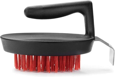 Outset 76621 Himalayan Salt Block, Pizza Stone and Cast Iron Pan Nylon Cleaning Brush with Stainless Steel Scraper, 5 x 4 x 3, Black...