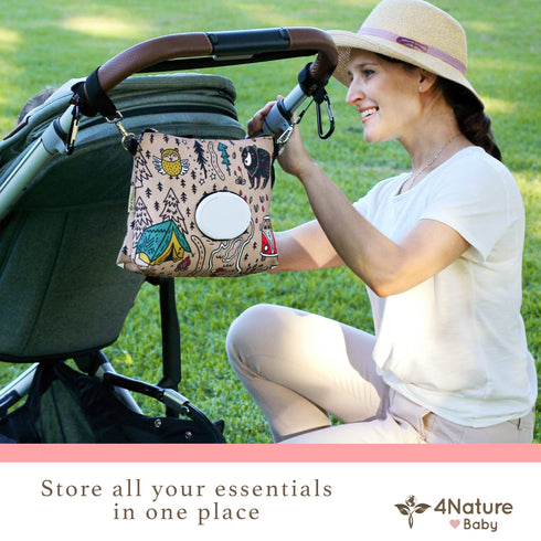 4 Nature Small Diaper Clutch Bag with Wipe Holder, Baby Diaper Bag Purse - Crossbody Diaper Bags for Women, Water Resistant Diaper Organizer Dispe...