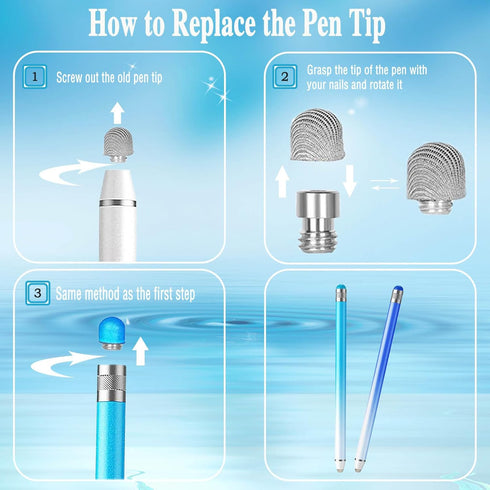 Stylus Pens for Touch Screens 2 Pack iPad Pencil with 4 Extra Tips 2 in 1 Sensitivity & Precision iPhone Pencil,Capacitive Stylus Pen for iPad Pro...